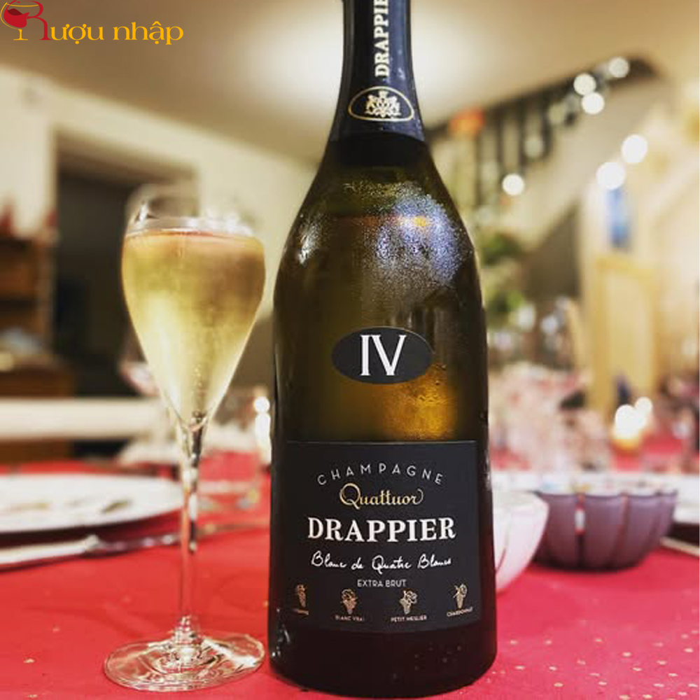 Champagne Drappier Quanttuor Blanc de Quantre Blancs Rượu Champagne Drappier Quattuor Blanc de Quatre Blancs
