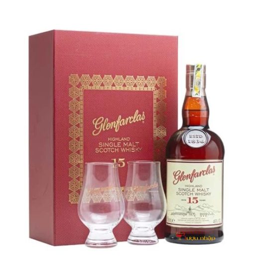 Rượu Glenfarclas 15 năm - hộp quà 2 ly