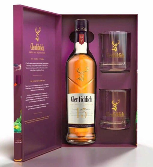 Rượu Glenfiddich 15 Năm Hộp Quà Tết 2025 + 2 Ly