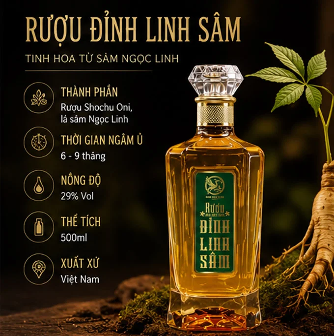 Thông tin về rượu Đỉnh Linh Sâm