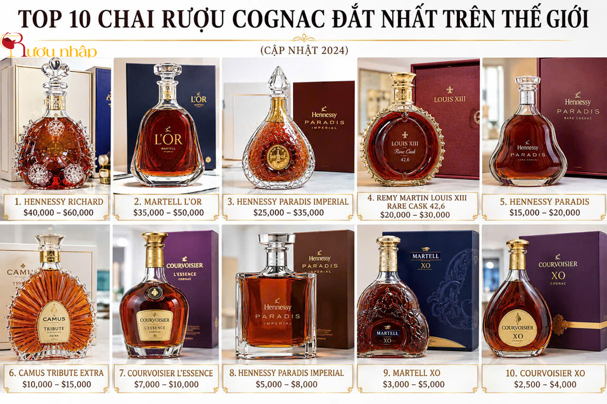 Top 10 chai rượu Cognac đắt nhất trên thế giới