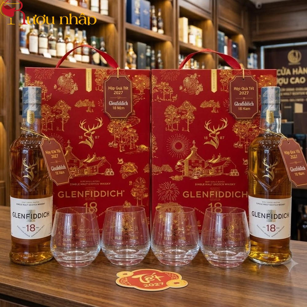 Glenfiddich 18 Năm Hộp Quà Tết 2027 Tuyệt Phẩm Single Malt Scotch Whisky