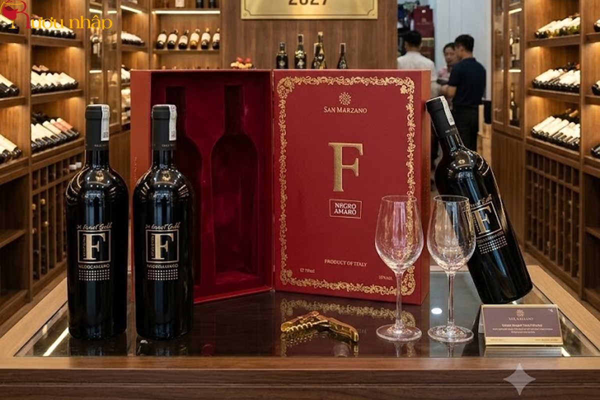 Hộp quà tặng 2 chai rượu vang F Gold 24 Karat Limited Edition