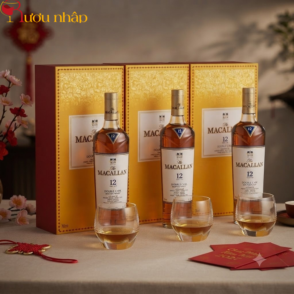 Rượu Macallan 12 năm Double Cask Hộp quà Tết Đinh Mùi 2027 Chính Hãng
