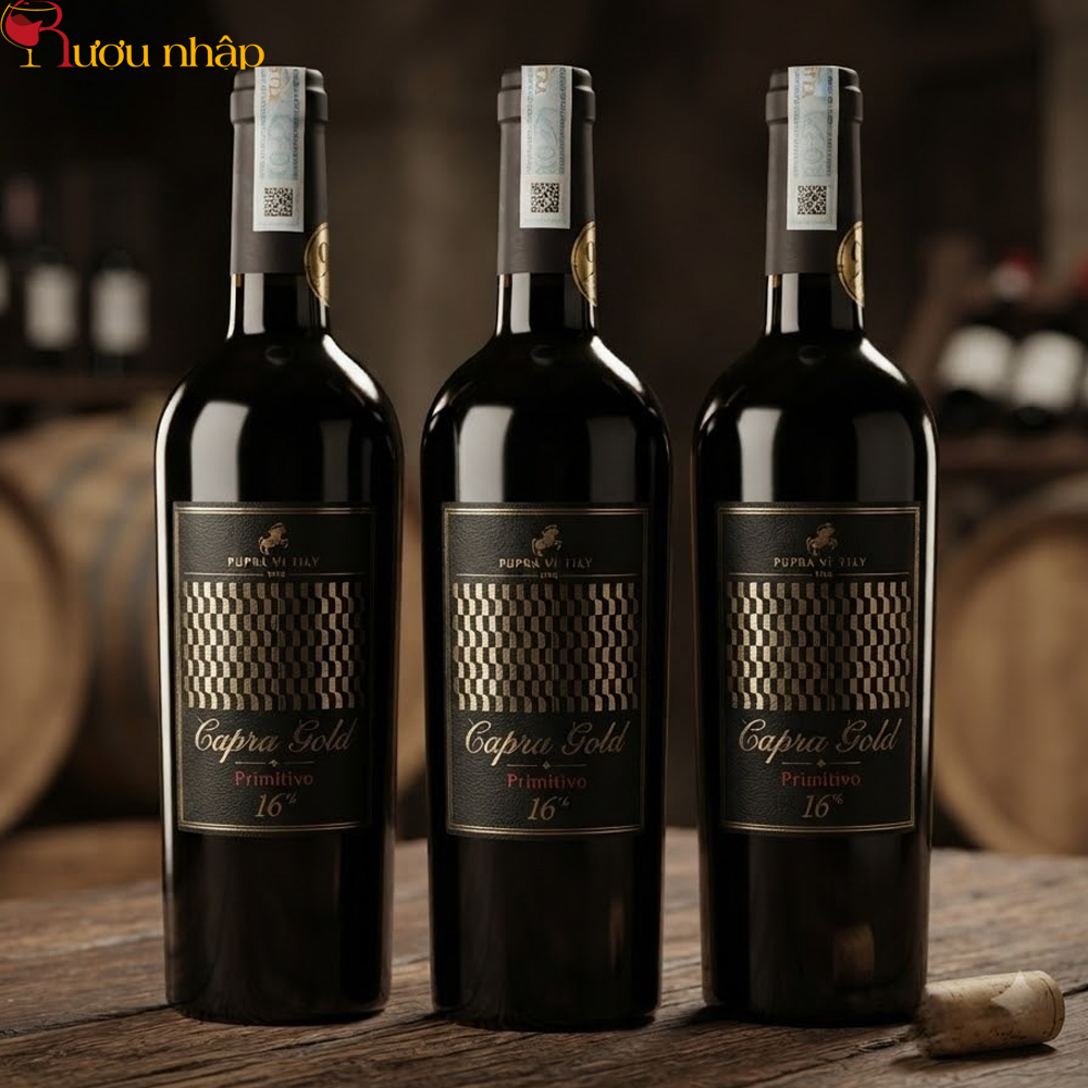 Rượu Vang Ý Capra Gold Primitivo 16 Độ Cao Cấp