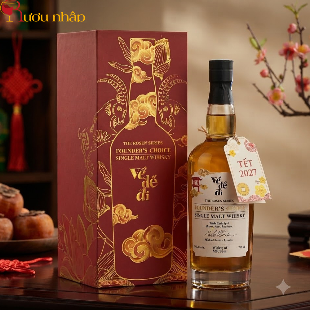Rượu Về để đi Founders Choice hộp quà Tết Đinh Mùi 2027