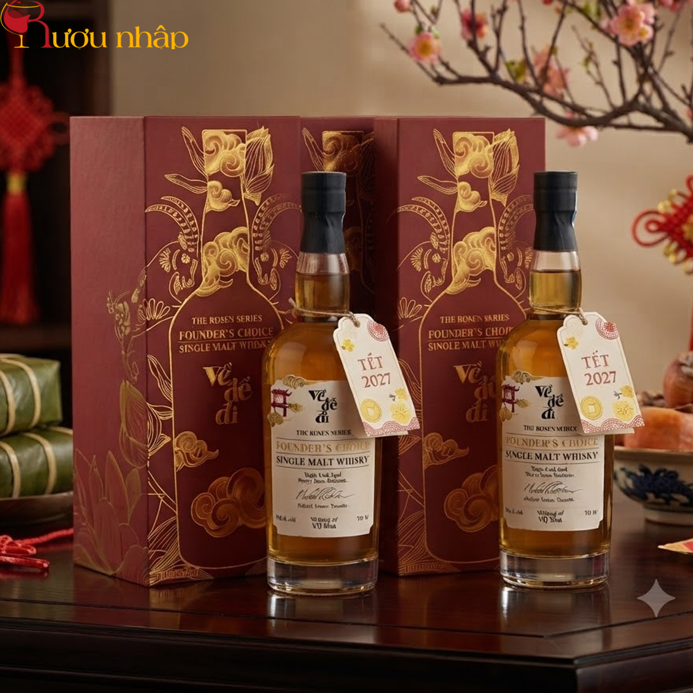 Rượu Về để đi Founders Choice - hộp quà Tết Đinh Mùi 2027